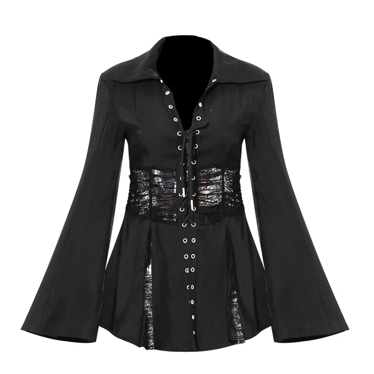 Dam Skjorta Patchwork Bomull Polyester Lång Ärmar-5