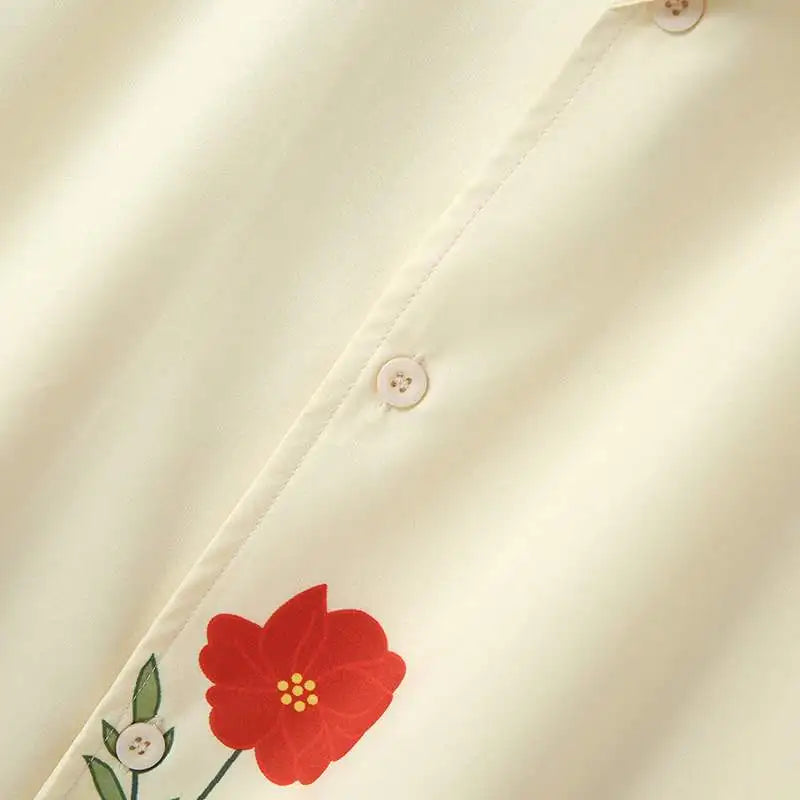 Dam Blommig Topp Av Mjuk Polyester Avslappnad Passform 4