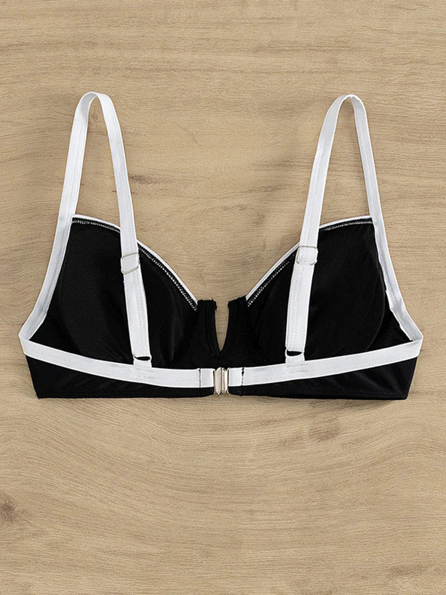 Dam Bikiniset Blockfärg Spandex Polyester Hög Midja-5