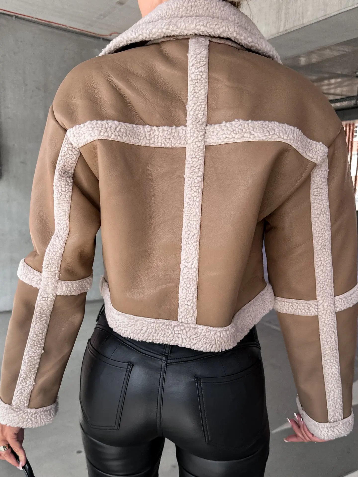 Dam Plyschjacka Avslappnad Design Mjuk Plysch-5