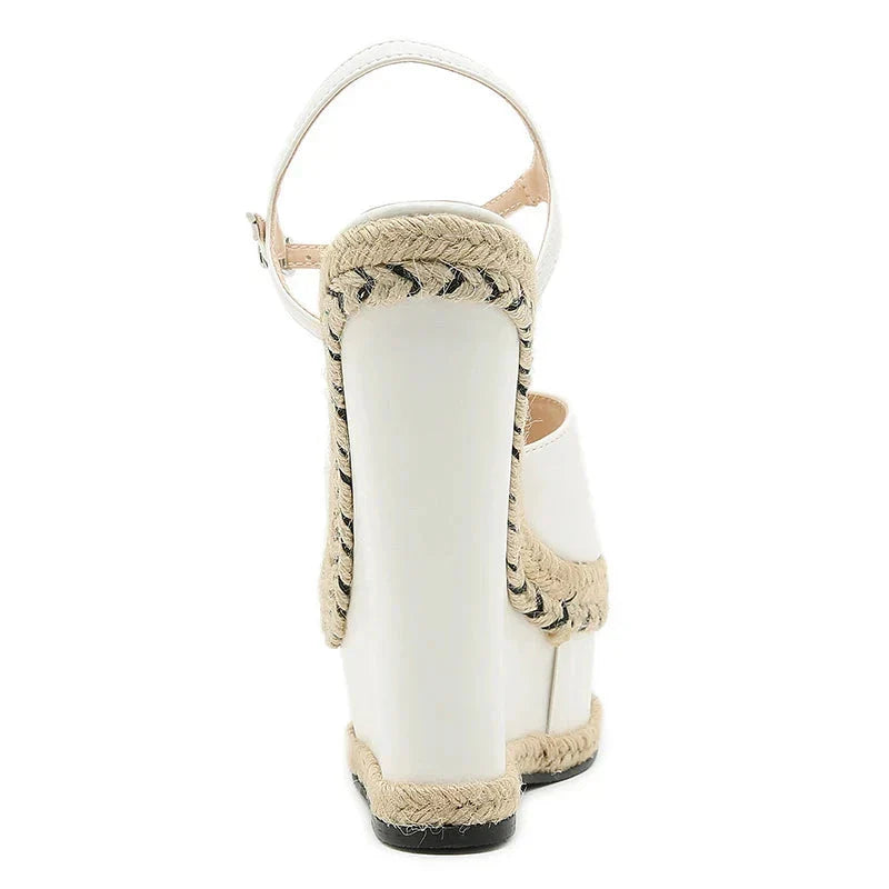 Dam Sandaler Ankelband PU-material med Gummisula och Plattform-6