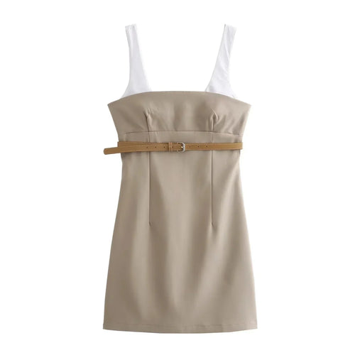 Kvinnors Miniklänning med Bälte A-linje Polyester Glittrig-1