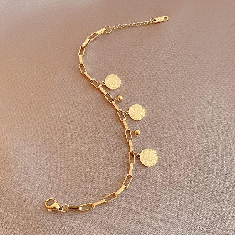 Kvinnors Armband Rund Design Rostfritt Stål Justerbar Elegant Smycke-6