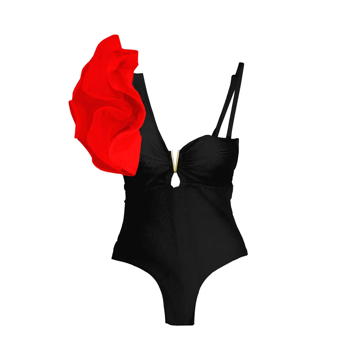Variant image for Baddräkt Dam En Bit Blommönster med Ruffles Elastan Nylon Polyester-95