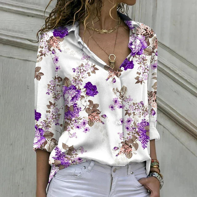 Vit Dam Blus Lätt och Luftig Polyester Elegant Design-3