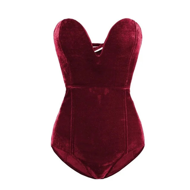 Variant image for Dam Klänning Romper Sammet Elegant Monokrom Design-4