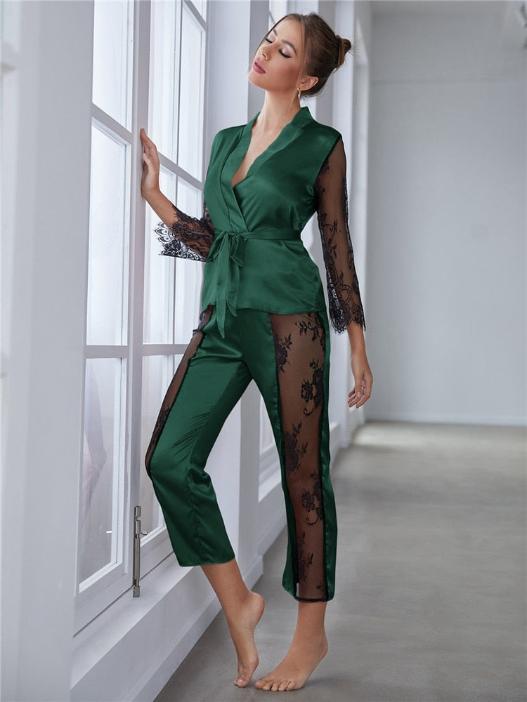 Variant image for Dam Nattkläder V-ringad Patchwork Polyester och Spandex-6