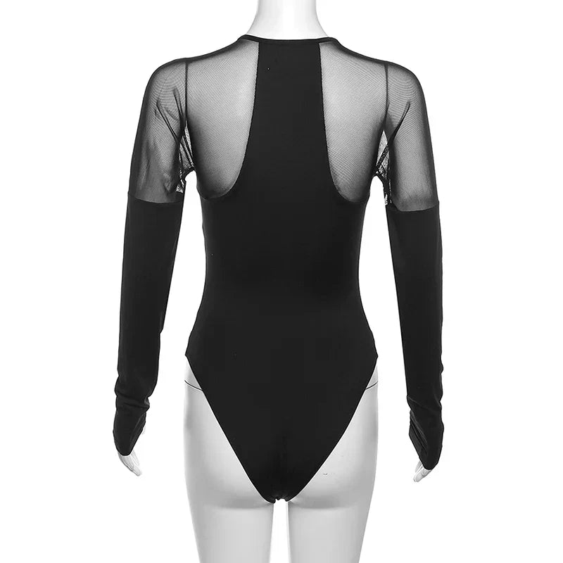 Dam Bodysuit Monokrom Spetsdesign Polyester och Bomull-6