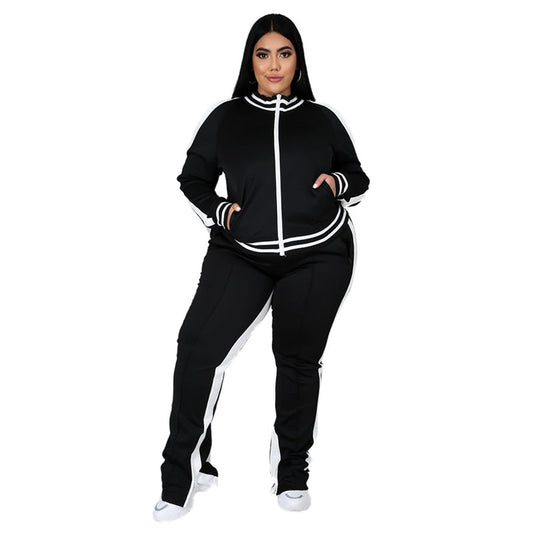 Plus-Size Sweatshirt and Joggers Set Relaxed Cotton-1