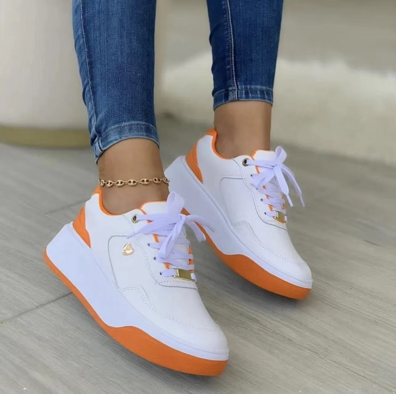 Dam Sneakers Modern Design Voluminös Sula Textil och Syntet-5