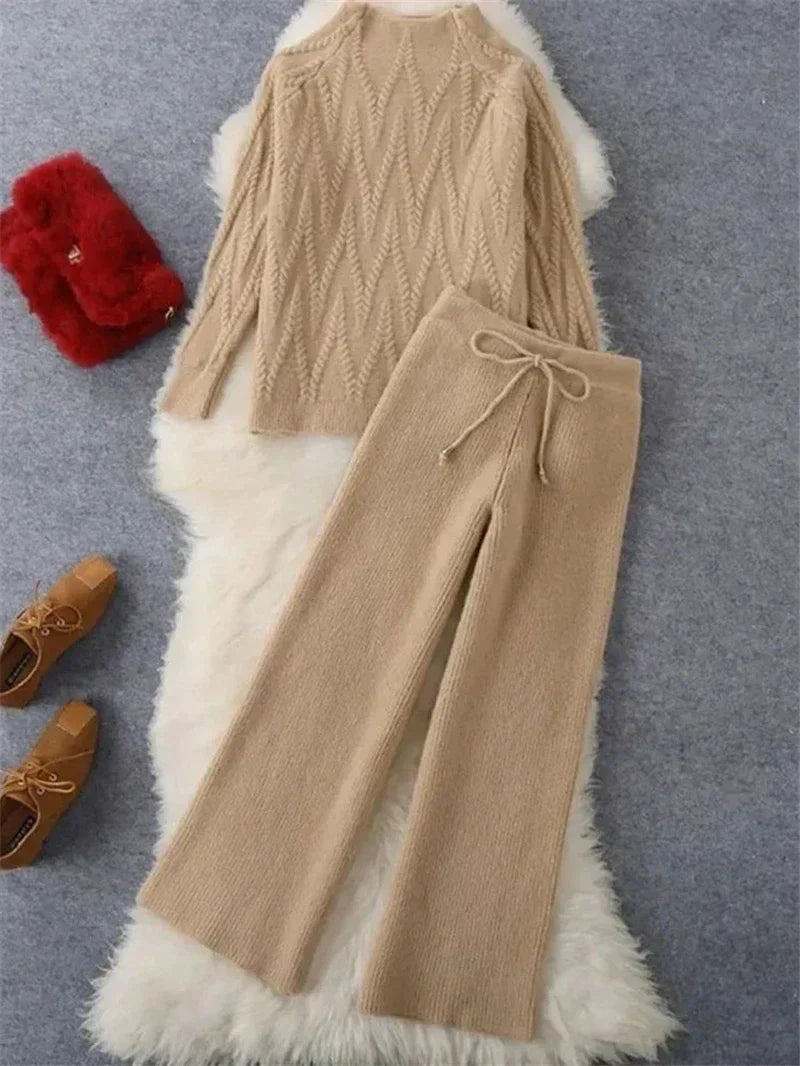 Dam Tvådelad Uppsättning Stickad Viskos-4