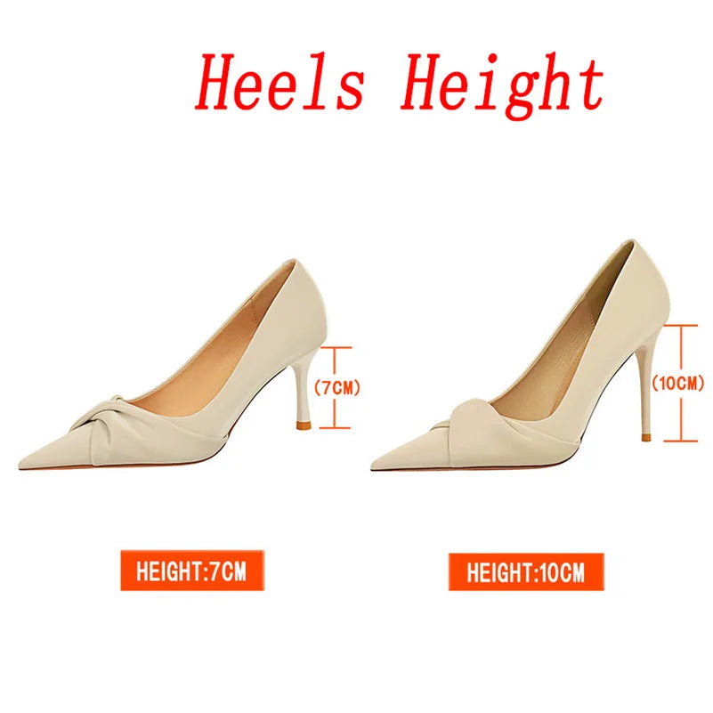Dam Pumps Slip-On PU Material Elegant Högklackad-5