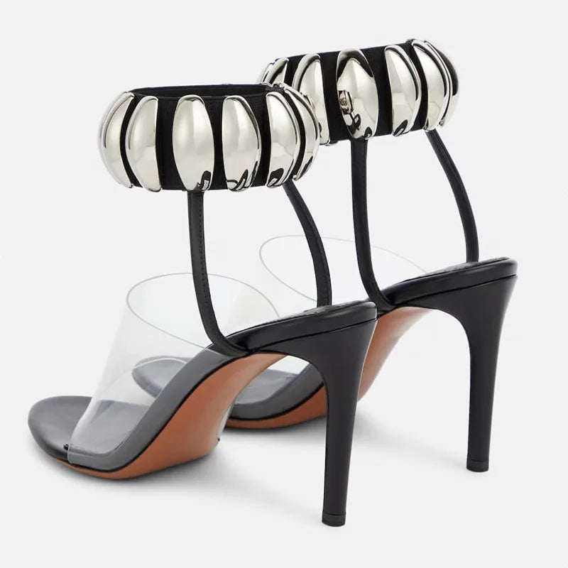 Dam Sandaler Pumps med Känsliga Klackar i PVC-4