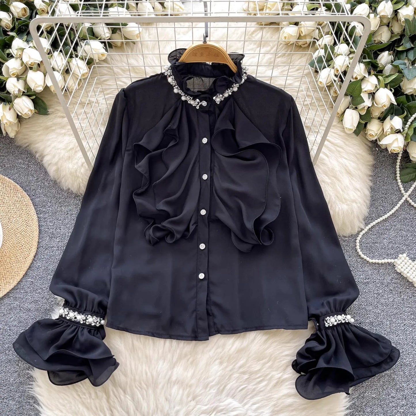 Variant image for Dam Blus Klassisk Patchwork Polyester Lång Ärm Normal Längd-5