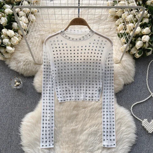 Dam Topp Långärmad Figurnära Polyester Casual-5