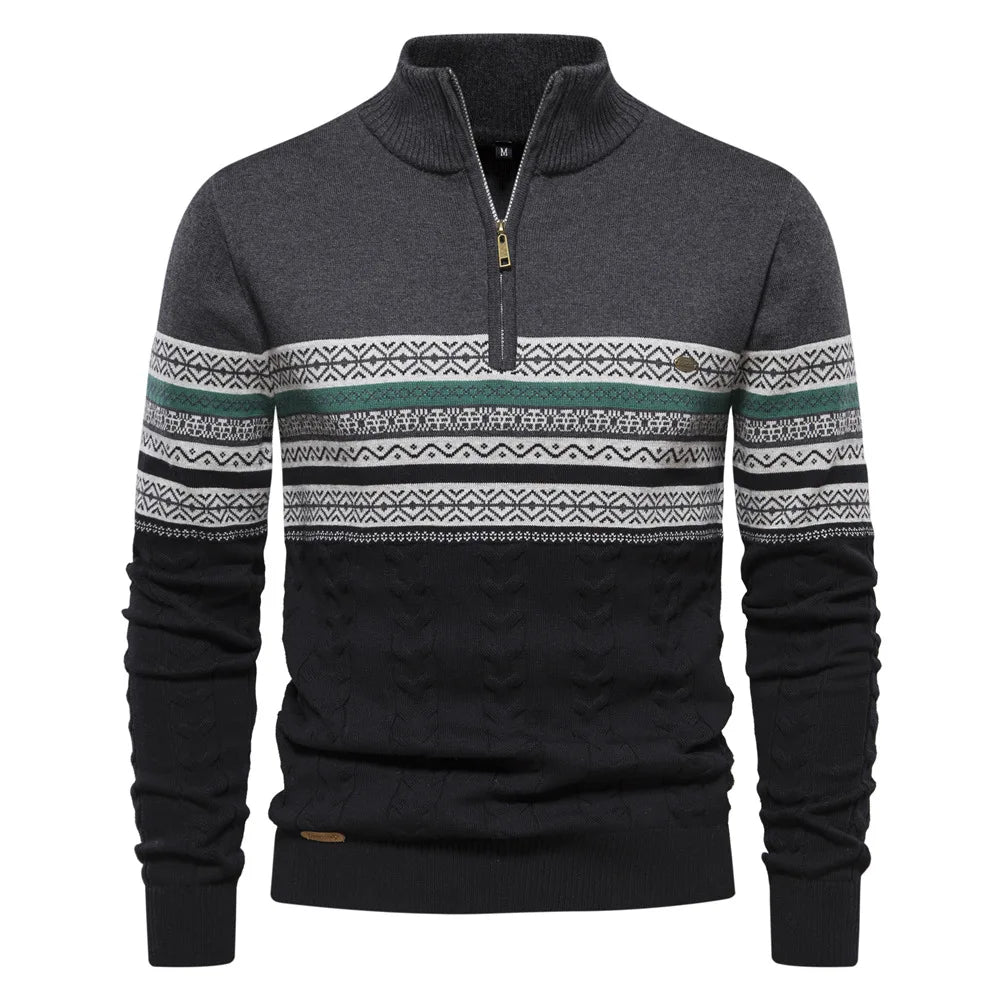 Stickad Dam Tröja Halv Dragkedja Jersey Fair Isle 1