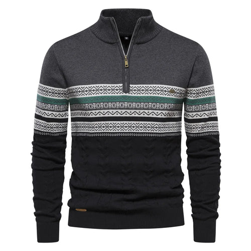 Stickad Dam Tröja Halv Dragkedja Jersey Fair Isle 1