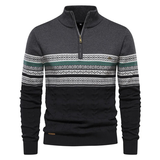 Stickad Dam Tröja Halv Dragkedja Jersey Fair Isle 1
