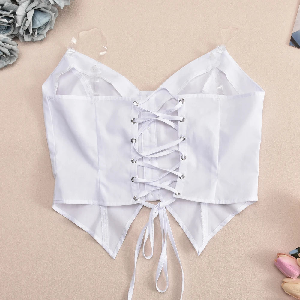 Dam Crop Top Kort Ärmar Bomullsblandning-6