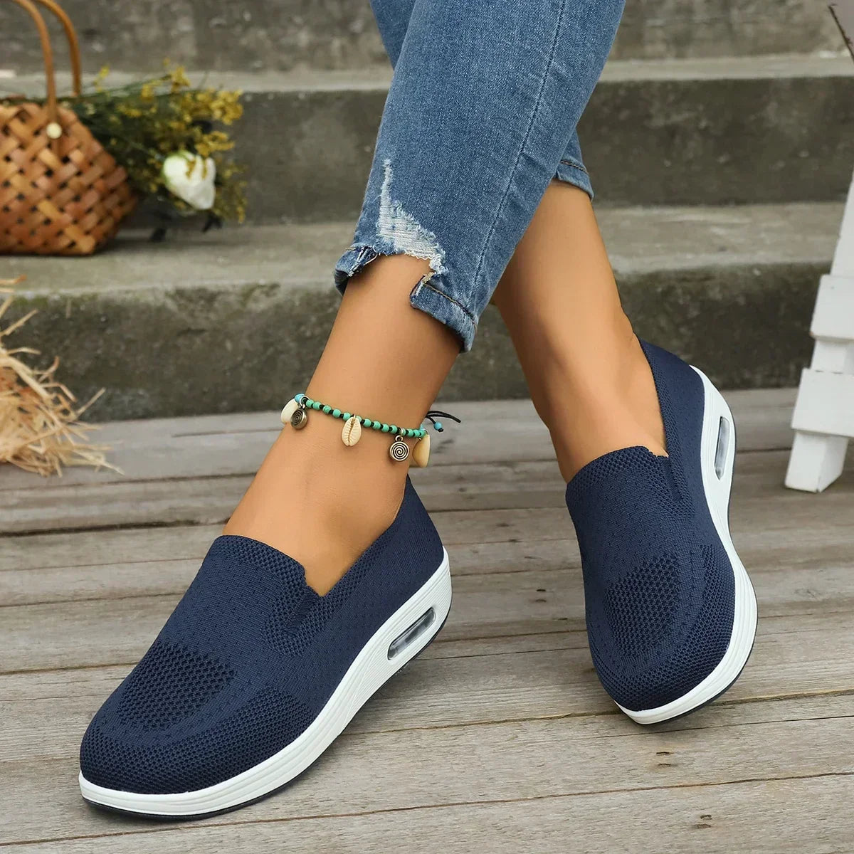 Dam Sneakers Plattform Mesh med Vadderad Sula för Bekväm Komfort – Elegant Design för Vardag och Sport 12