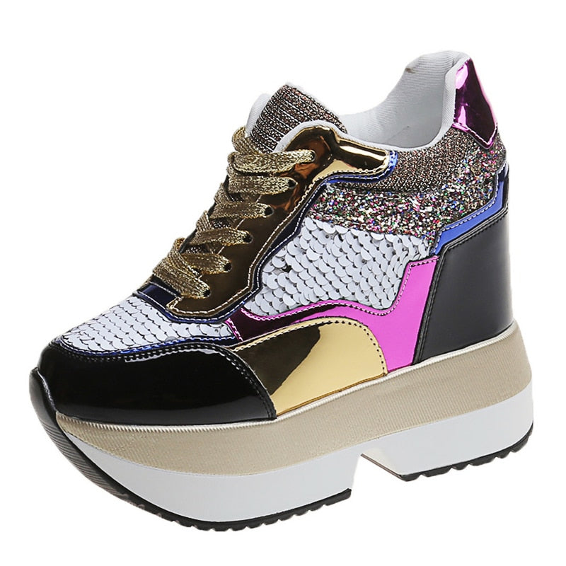 Kvinnors Sneakers Höga Klackar Syntetiskt Läder-6