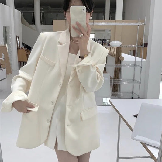 Dam Blazer Modern Design Lång i Bomull och Polyester 1