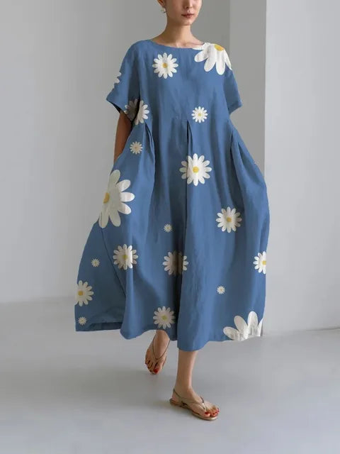 Dam Klänning Klassisk Lätt Bomull Elegant-1