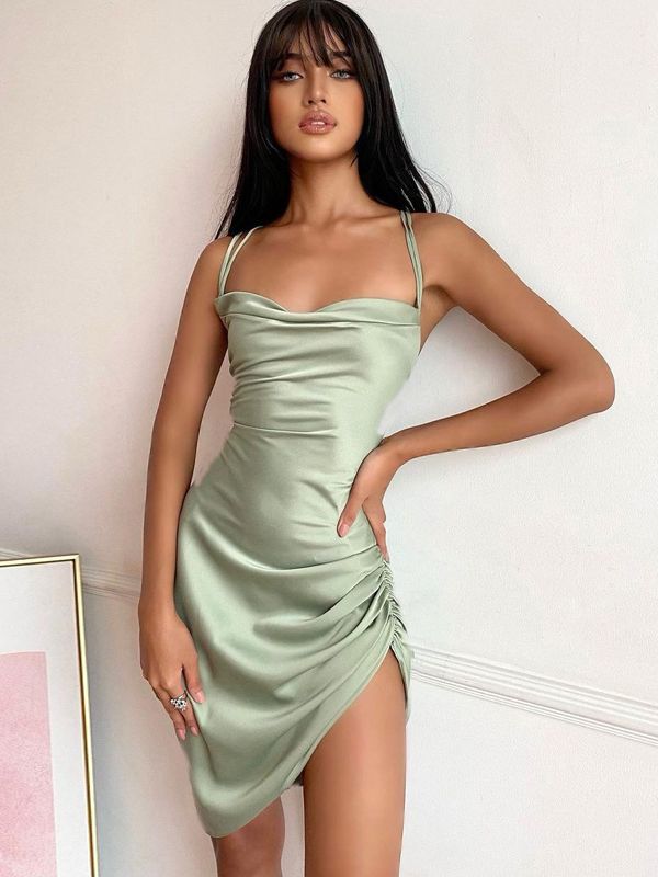 Dam Midiklänning Satin Elegant För Bröllop 10
