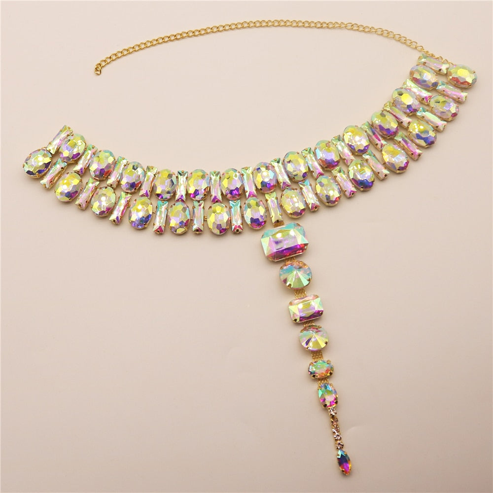 Dam Halsband Fyrkantiga Stenar Anodiserat Koppar med Rhinestone-4