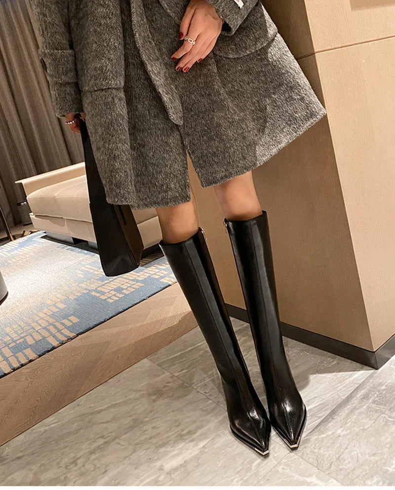 Dam Stövlar Rockstil PU Mikrofiber med Gummisula-6