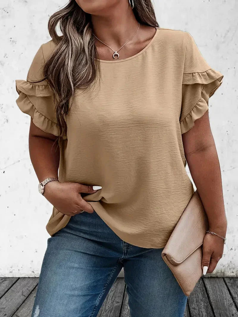 Blus Dam med Ruffles Lätt Polyester för Vardag och Fest 5