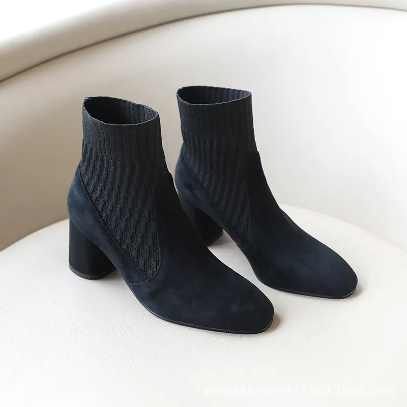 Dam Ankelstövlar Slip-On Bomull och Gummi-6