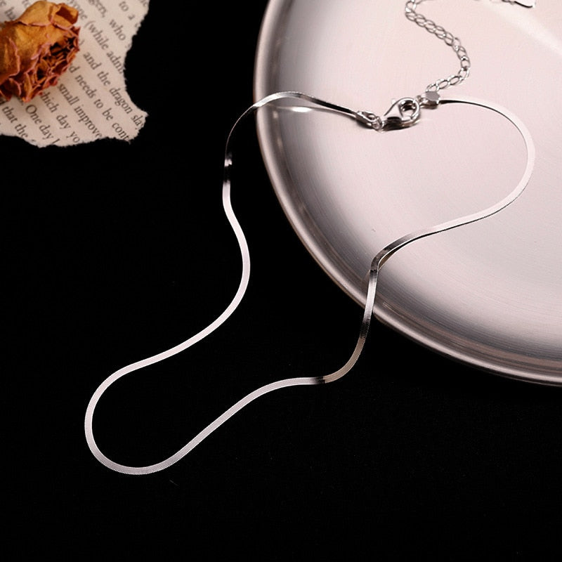 Dam Halsband Ormbensdesign i 925 Sterling Silver Justerbar Längd-5