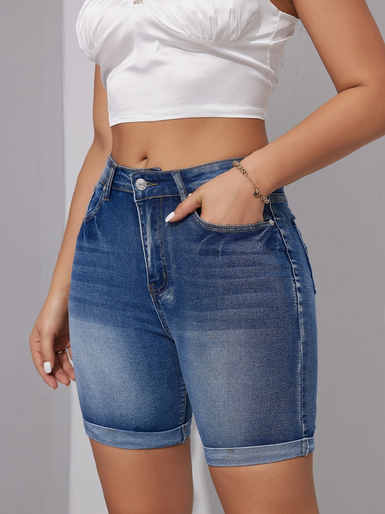 Variant image for Dam Denimshorts Elastisk Midja Komfortabel-1