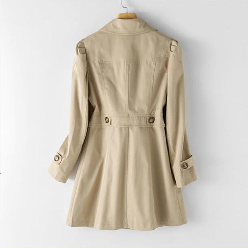 Lång Trenchcoat Dam Enkelradad Polyester för Tidlös Stil-2