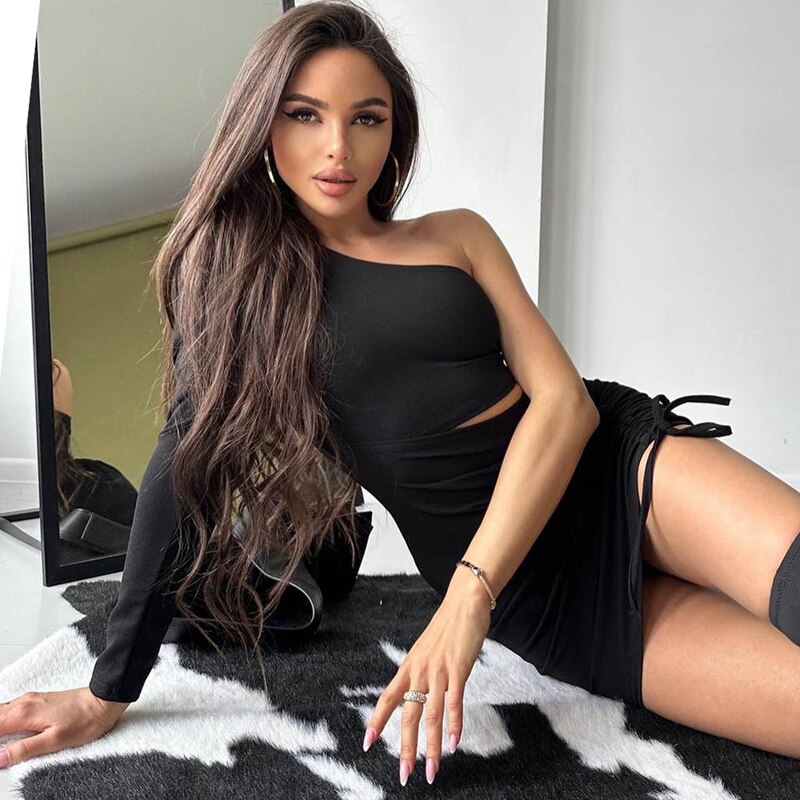 Dam Glittrig Miniklänning Trendigt Snitt Polyester Spandex-6