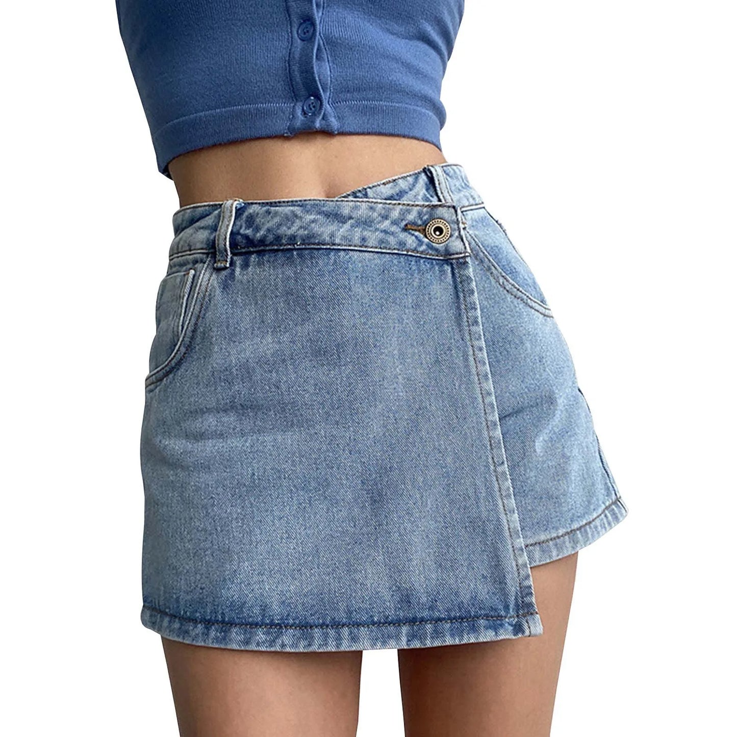 Dam A-linjeformad Kjol Vintage Denim-4