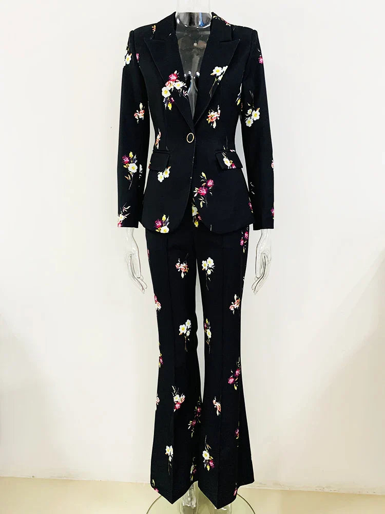 Snygga Byxor Dam Slim Fit Mönstrad Bomullspolyester-2