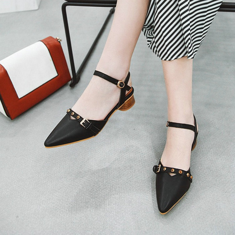 Dam Sandal Ankelwrap PU Med Öppen Tå-4