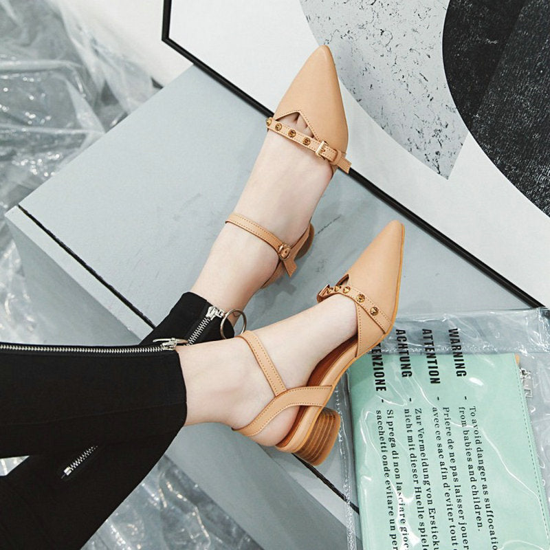 Dam Sandal Ankelwrap PU Med Öppen Tå-5