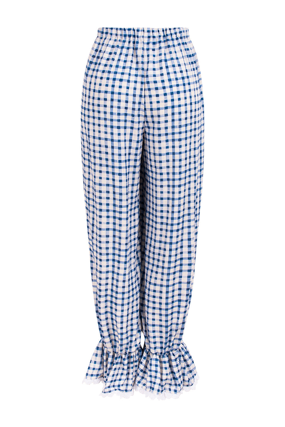 Dam Byxor Med Resår I Midjan Snygga Vichy Mönster Elastisk Midja-5