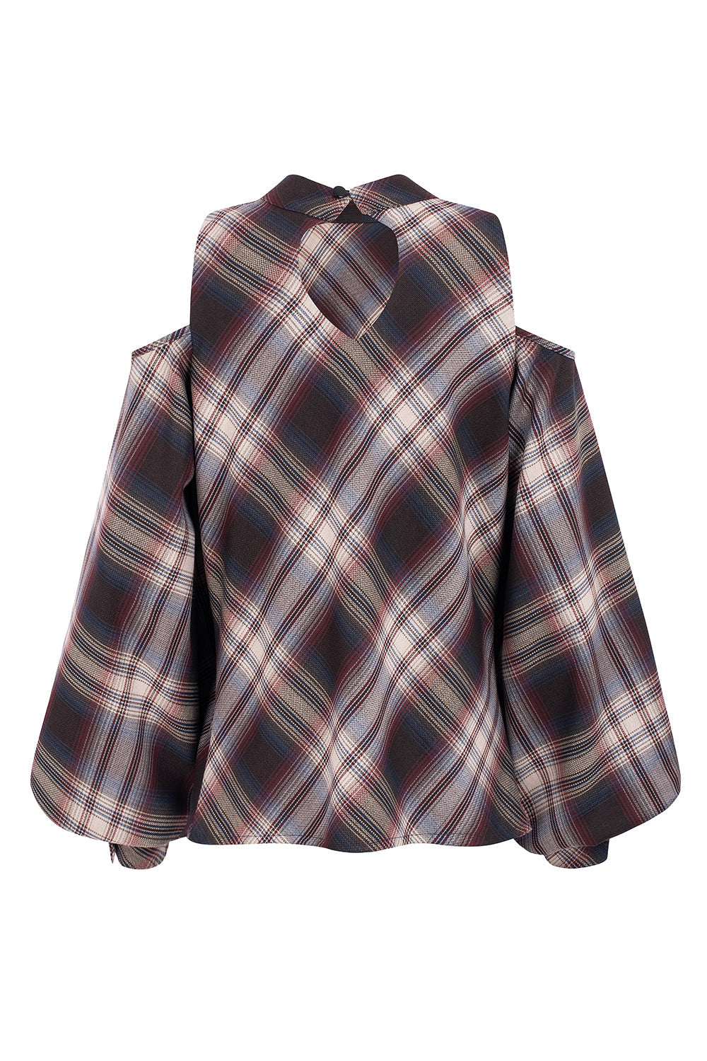 Dam Blus Överdimensionerad med Öppningar på Axlarna och Ballongärmar Mjuk Polyester Viskos-4