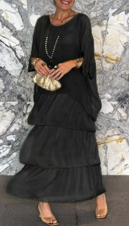 Maxi Klänning Dam V-ringad Lång Elegant Lätt Material-2