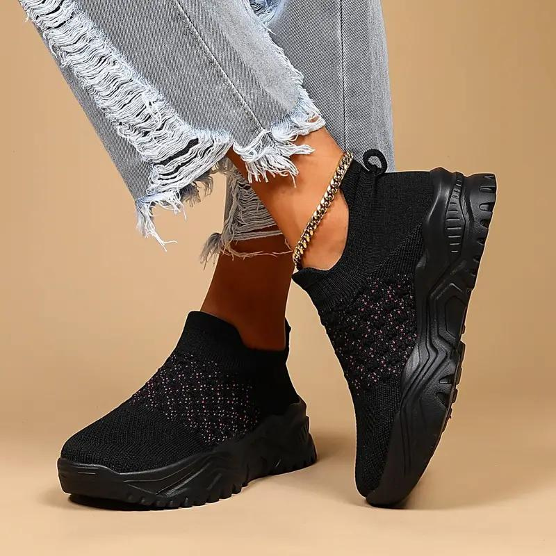 Kvinnors Slip-On Sneakers i Mjukt Material – Komfortabla Skor med Anatomiskt Fotvalv, Normal Passform, Storlekar 35-44 4