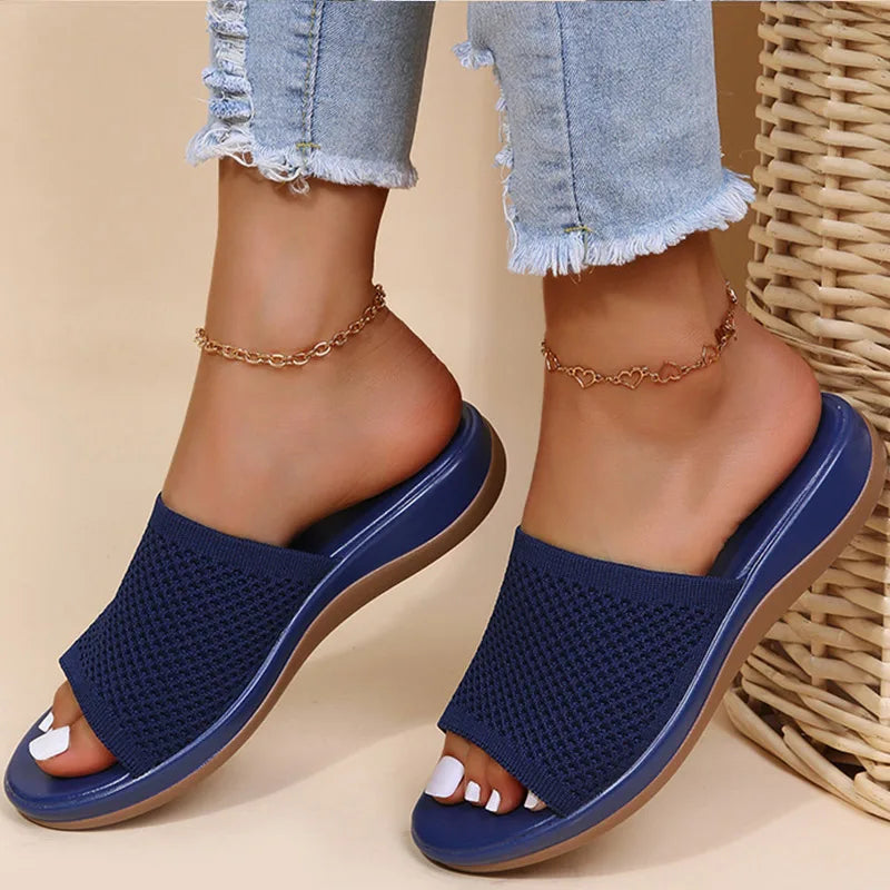 Dam Sandaler Platta Bomull Mångsidig Design 10