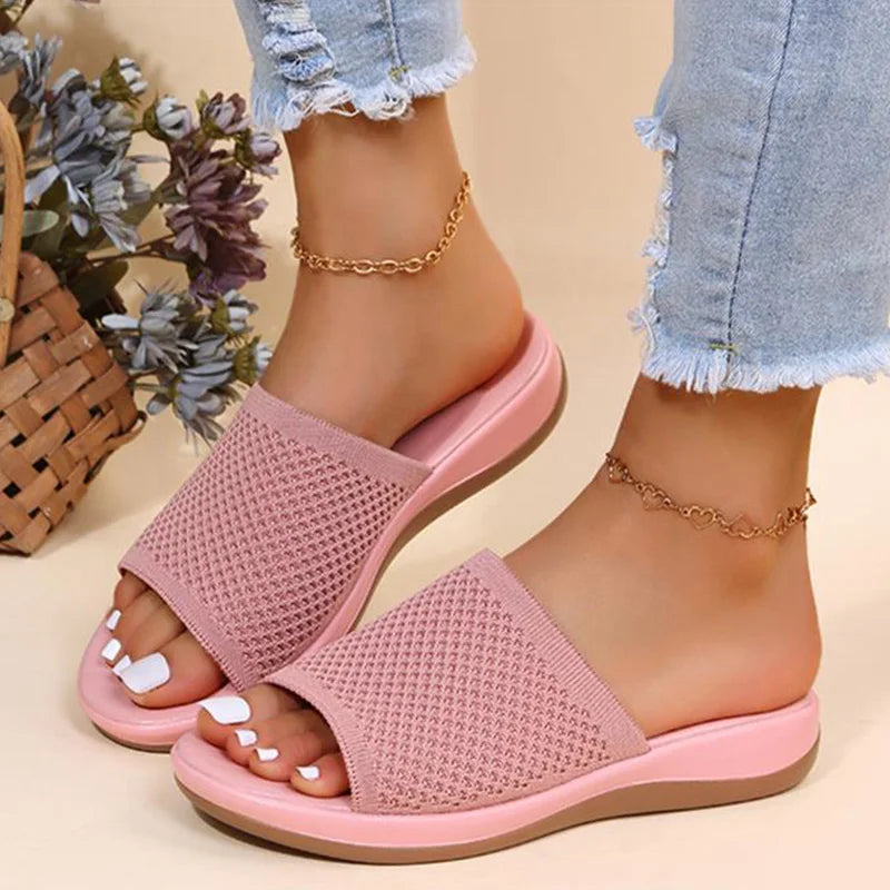 Dam Sandaler Platta Bomull Mångsidig Design 2