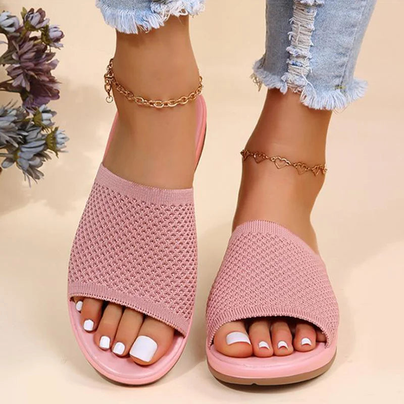 Dam Sandaler Platta Bomull Mångsidig Design 3
