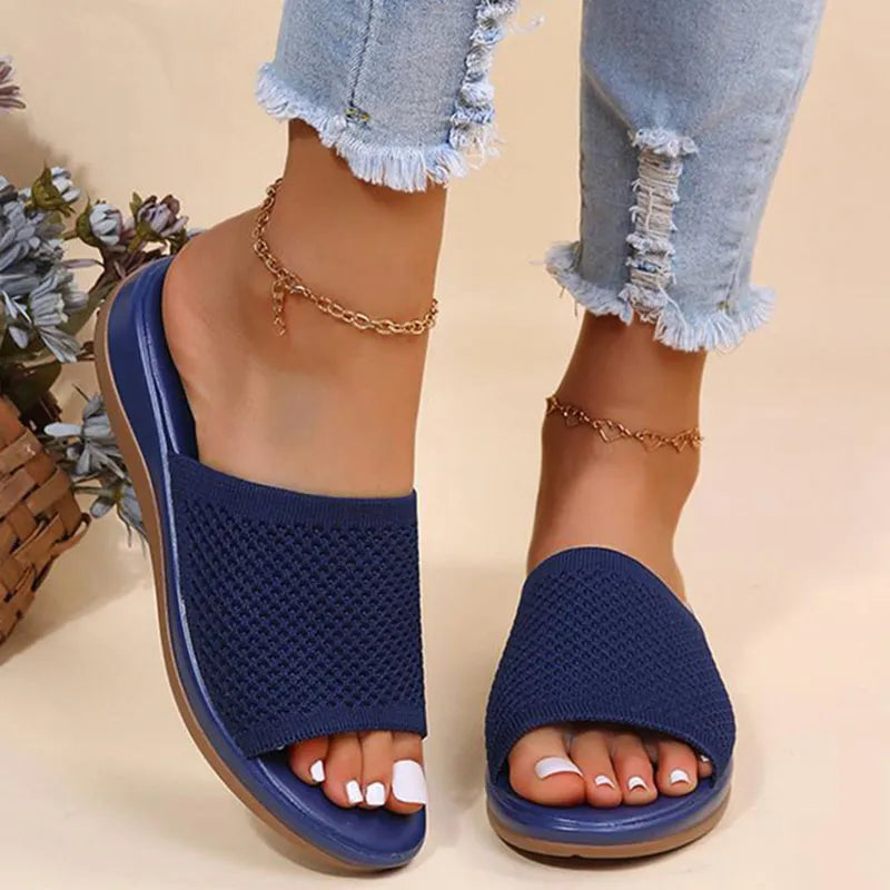 Dam Sandaler Platta Bomull Mångsidig Design 5