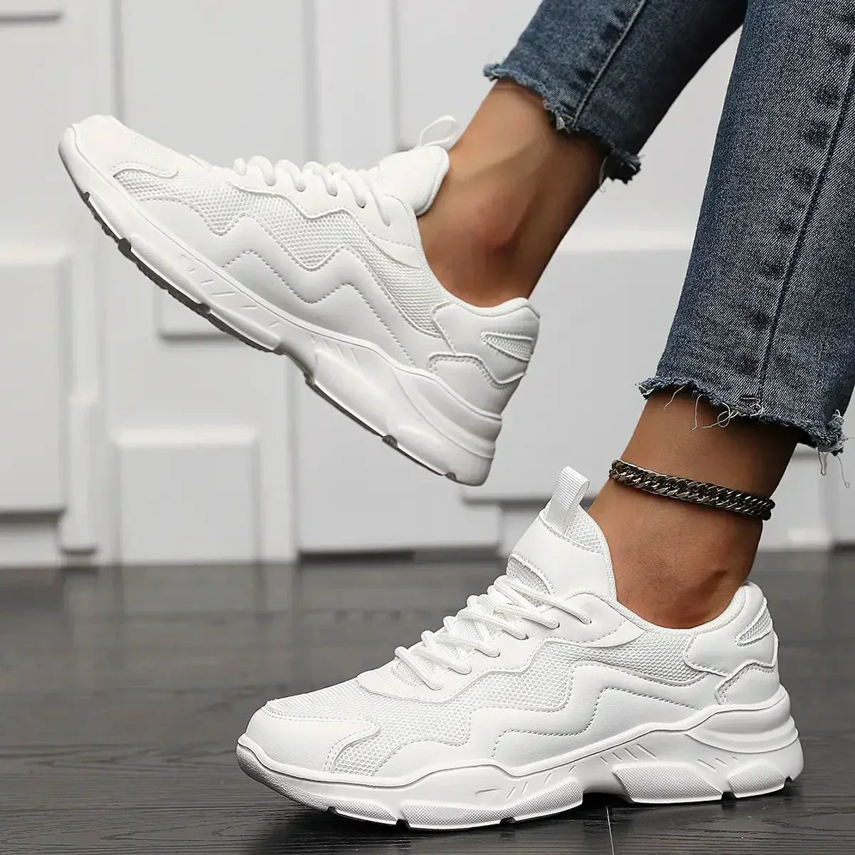 Dam Fritidsneakers Mesh Gummi Komfortabel Design-4