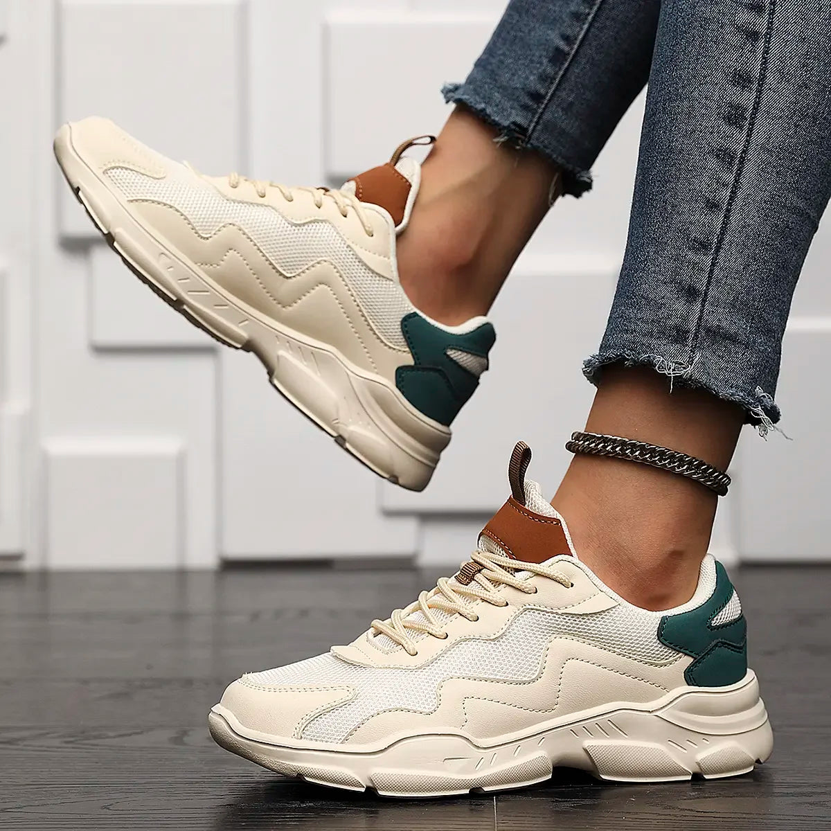 Dam Fritidsneakers Mesh Gummi Komfortabel Design-6